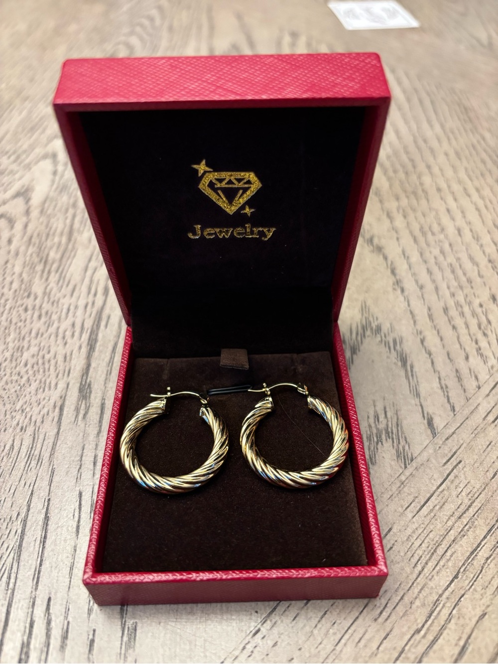 14K Gold Plated Twisted Hoop Earrings for Women-NIB